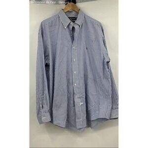 Ralph Lauren Striped Yarmouth LS Dress Shirt Mens XL 100% Cotton Pinpoint Oxford